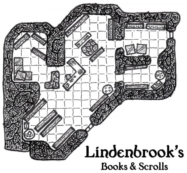D&D Map: Lindenbrook's Books and Scrolls Shop