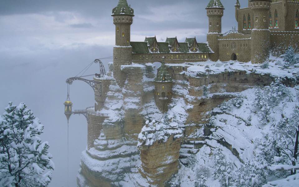 Winter World Building Mountain Castle