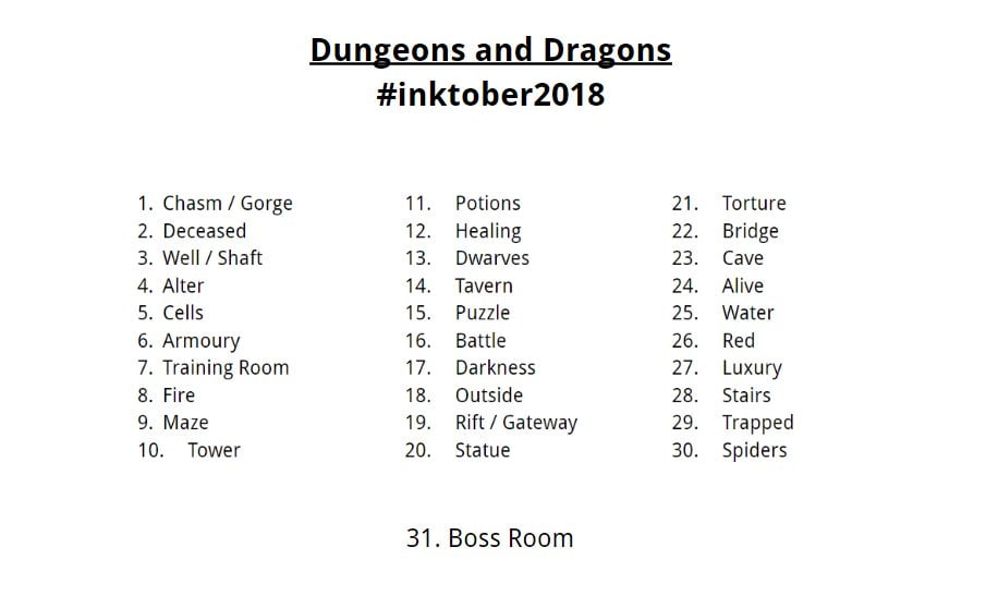 dungeons and dragons inktober